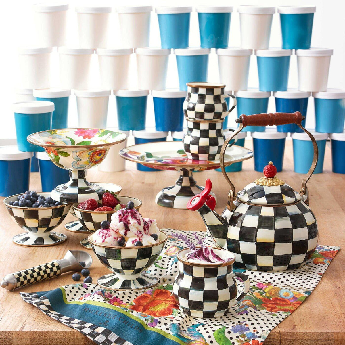 Courtly Check Enamel Ice Cream Dish by MacKenzie-Childs