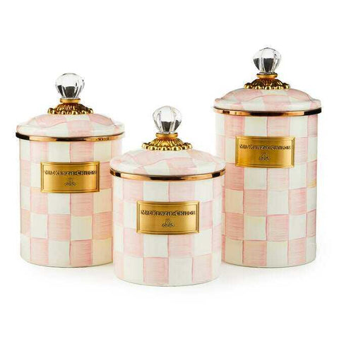 Rosy Check Enamel Canisters by MacKenzie-Childs