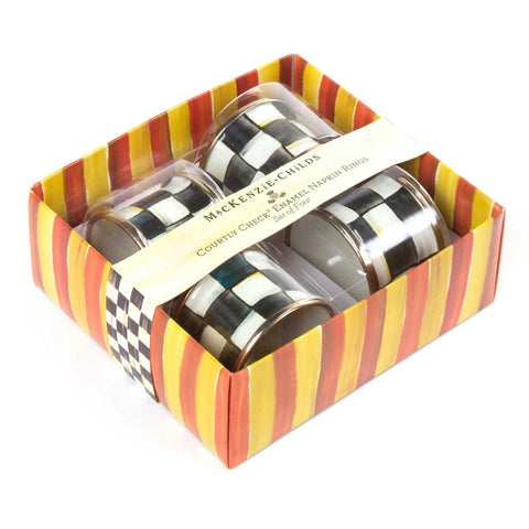 Courtly Check Enamel Napkin Rings - Set of 4 by MacKenzie-Childs