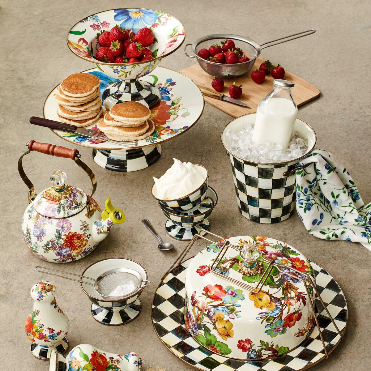 Courtly Check Enamel Ice Cream Dish by MacKenzie-Childs