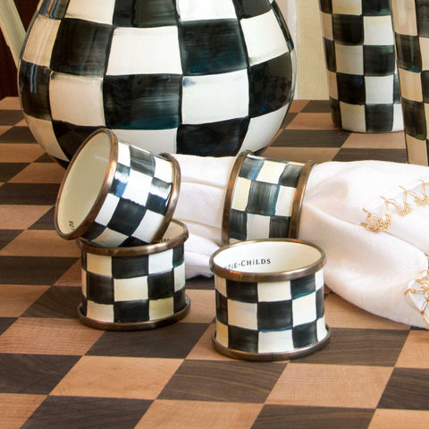 Courtly Check Enamel Napkin Rings - Set of 4 by MacKenzie-Childs