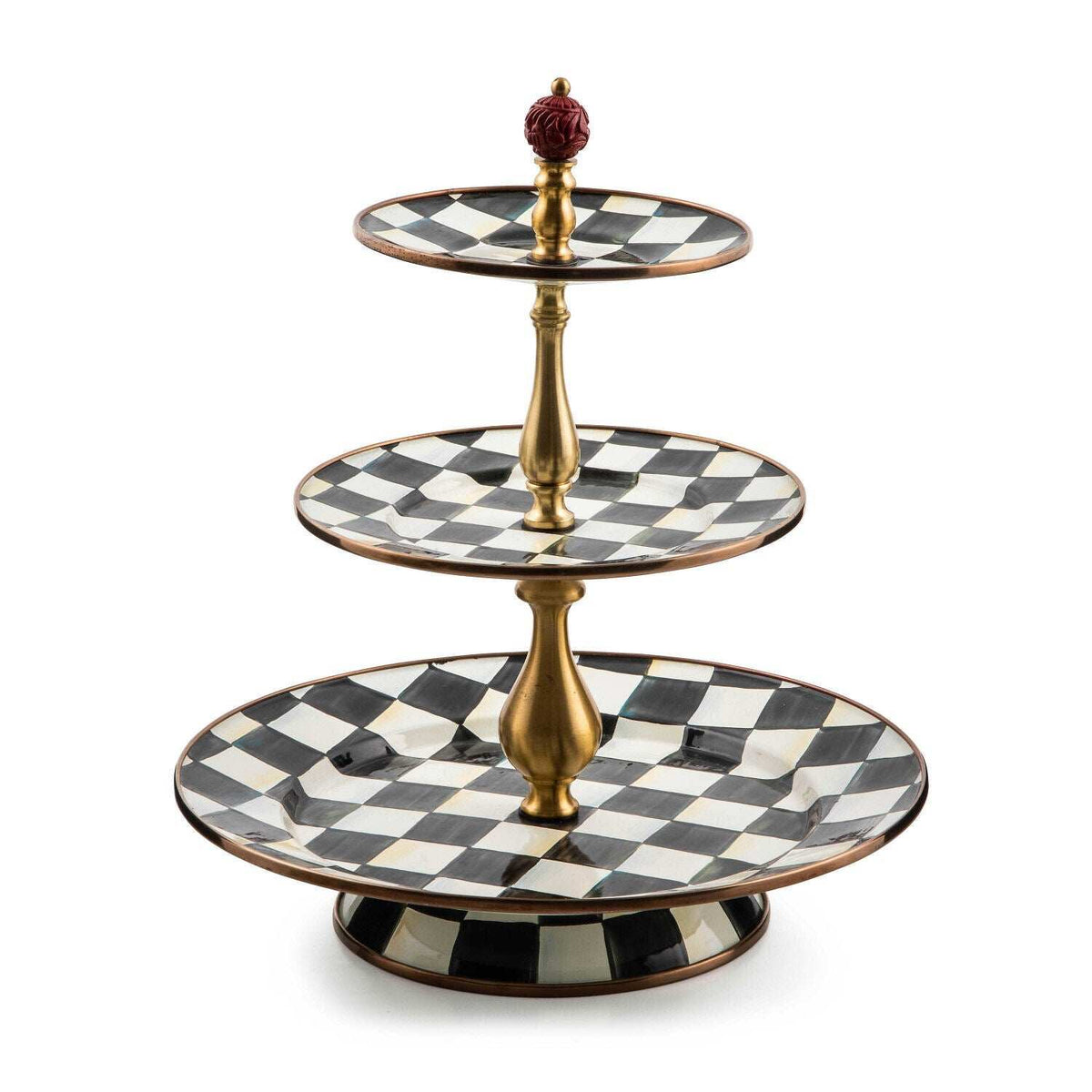Courtly Check Enamel Three Tier Sweet Stand by MacKenzie-Childs