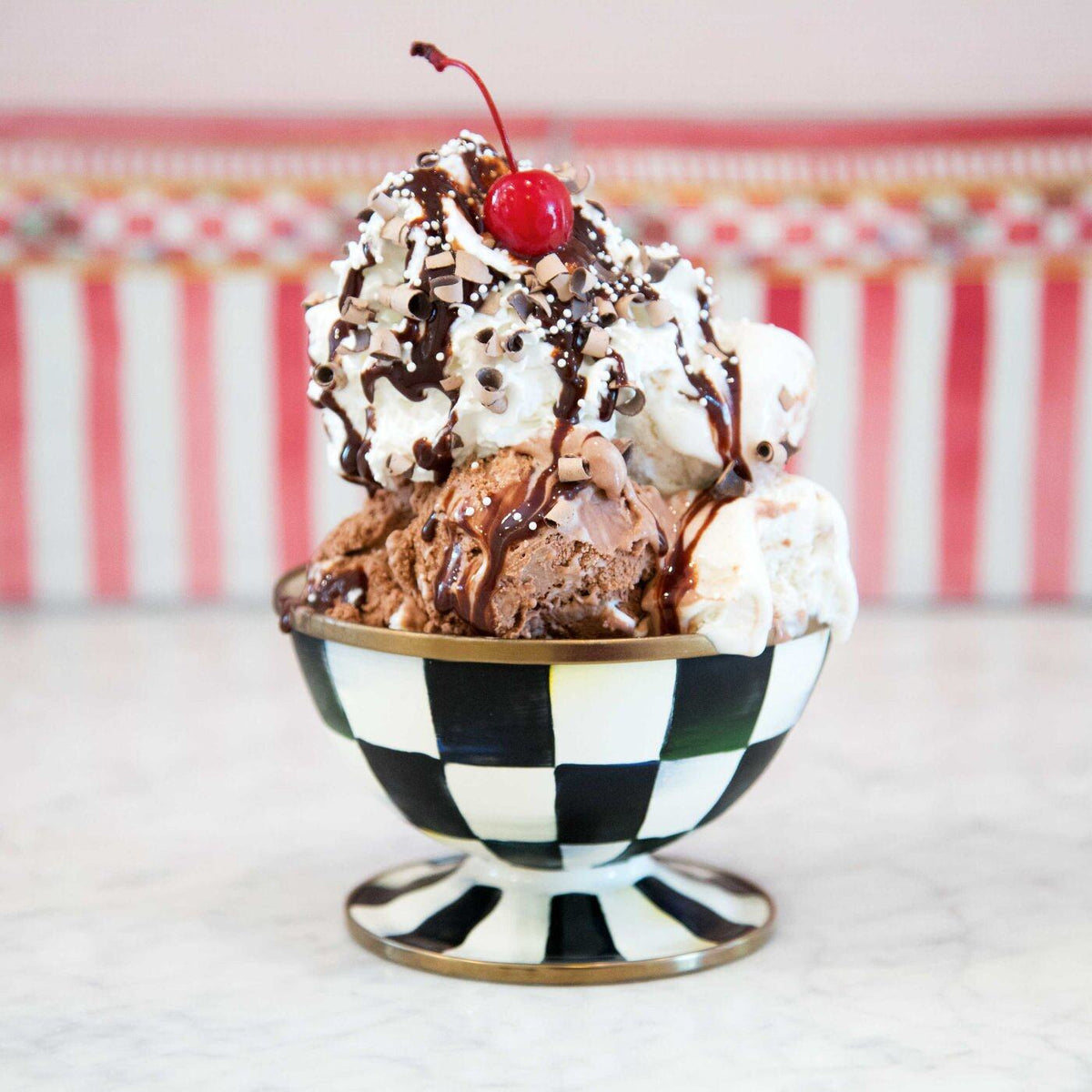 Courtly Check Enamel Ice Cream Dish by MacKenzie-Childs