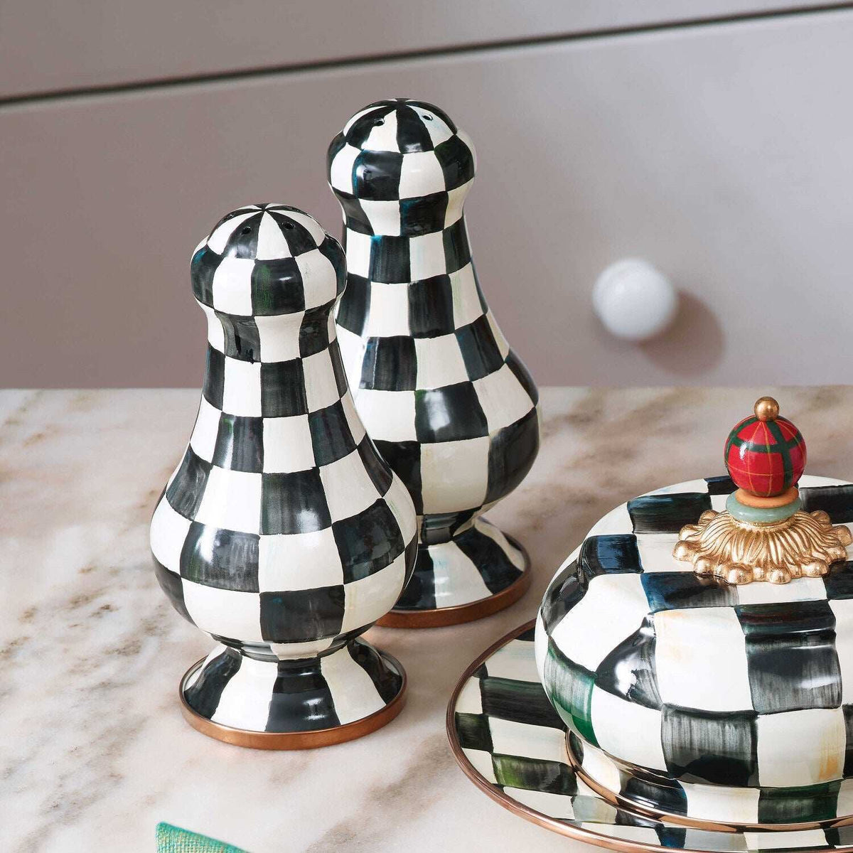 Courtly Check Large Salt & Pepper Shakers by MacKenzie-Childs