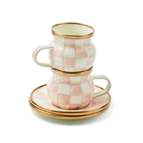 Rosy Check Espresso Cup & Saucer Set by MacKenzie-Childs