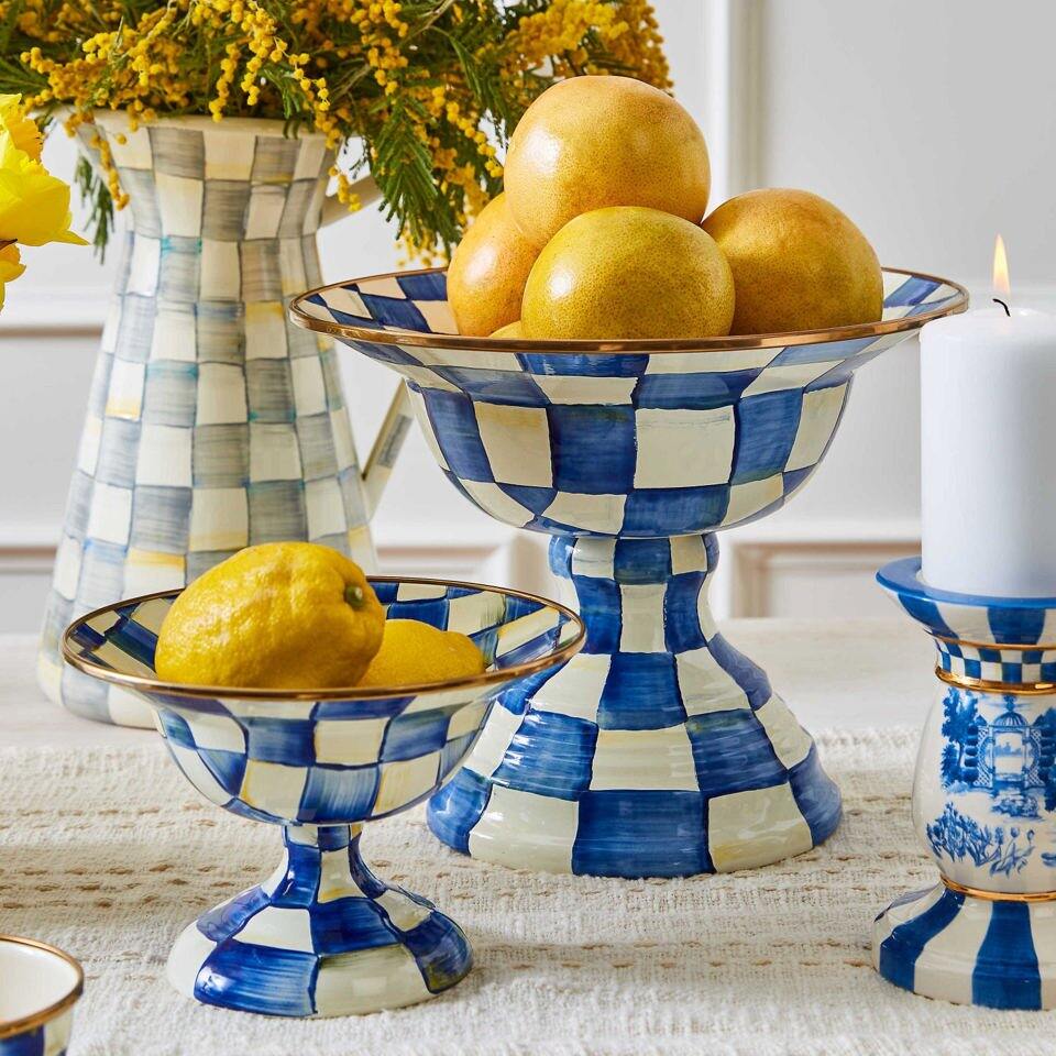 Beautiful Royal Check Large Compote by MacKenzie-Childs