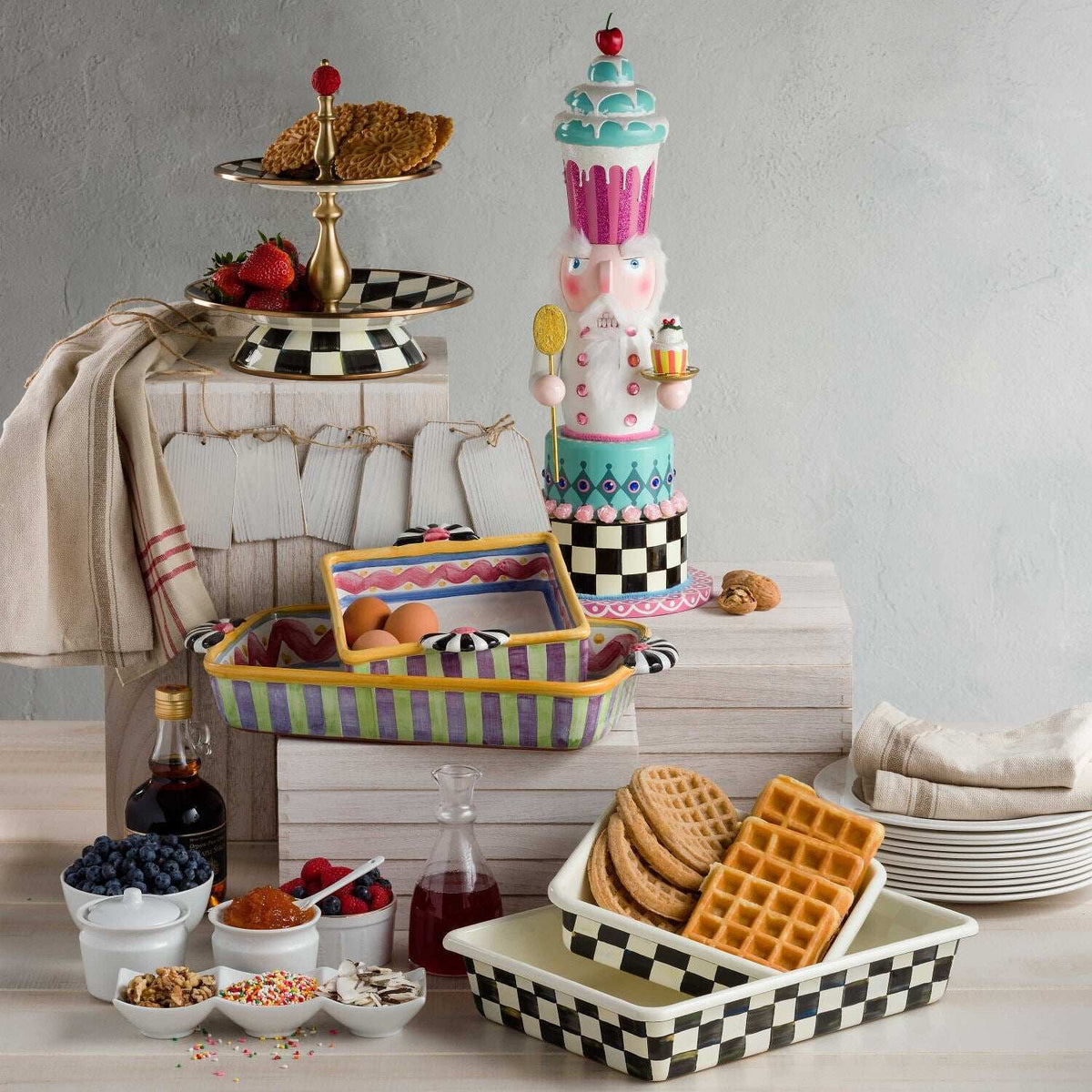 Courtly Check Enamel Two Tier Sweet Stand by MacKenzie-Childs