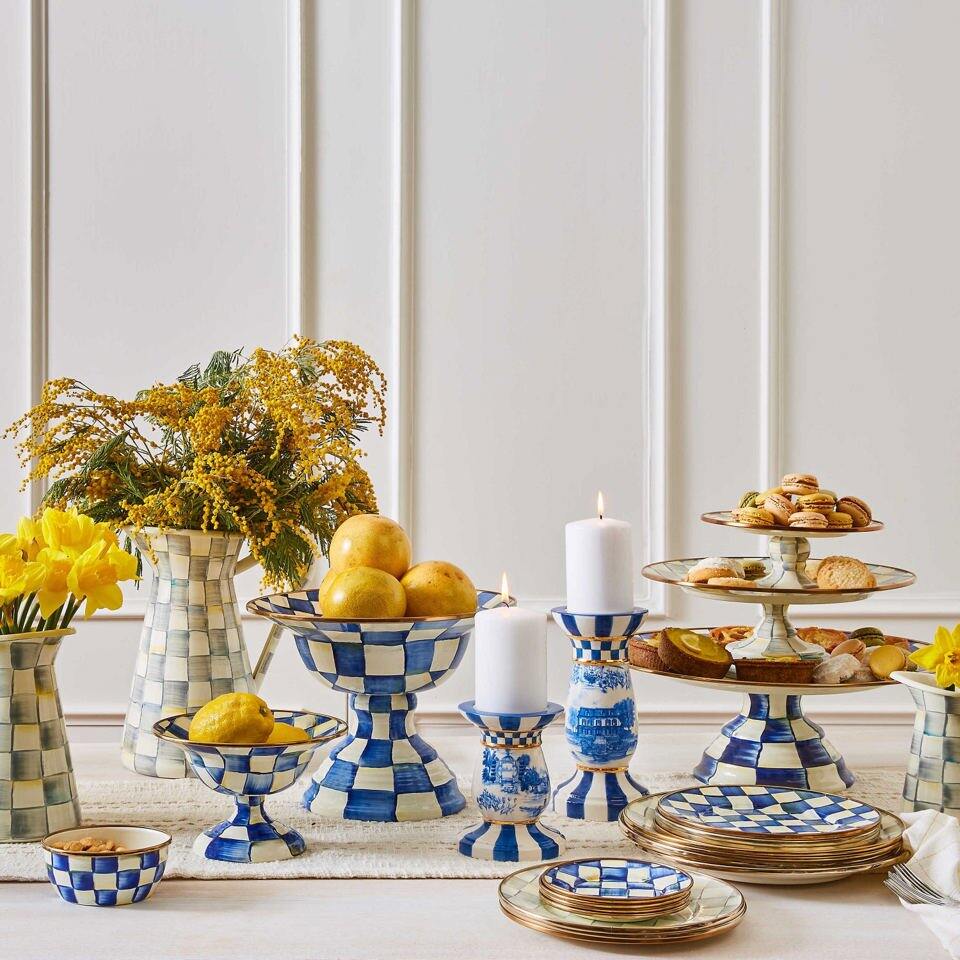 Beautiful Royal Check Large Compote by MacKenzie-Childs
