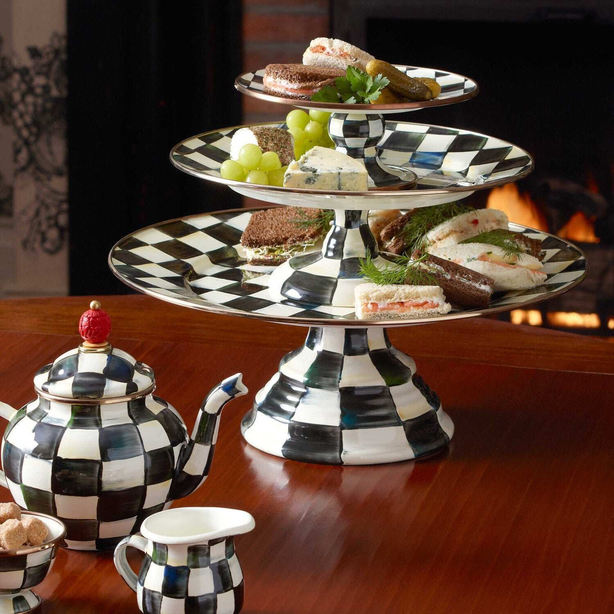 Courtly Check Pedestal Platter - Large by MacKenzie-Childs