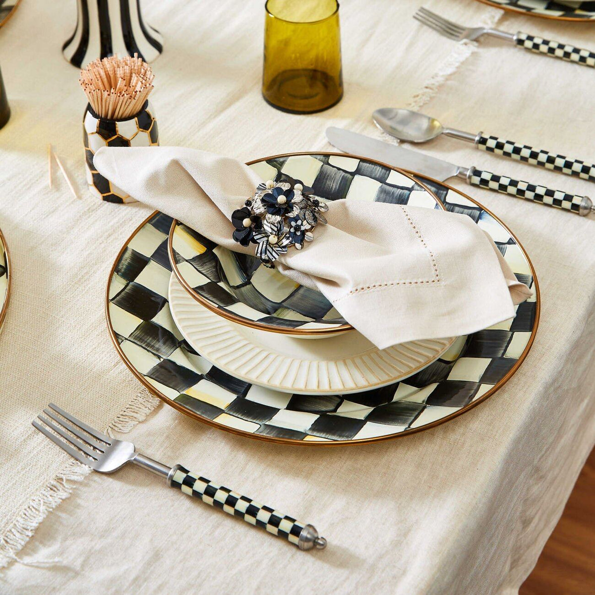 Courtly Check Enamel Breakfast Bowl by MacKenzie-Childs