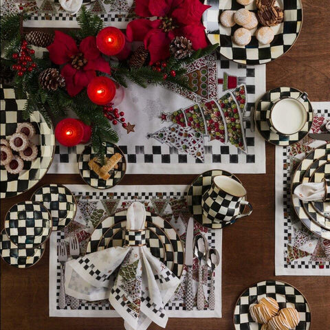 Courtly Check Enamel Napkin Rings - Set of 4 by MacKenzie-Childs