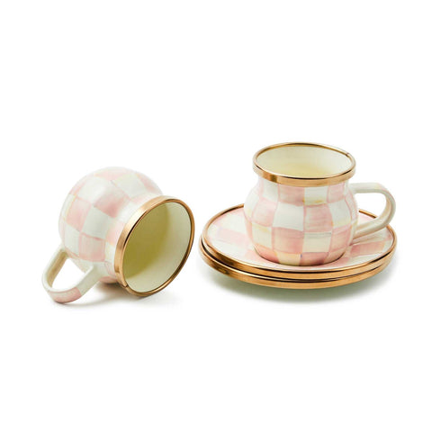 Rosy Check Espresso Cup & Saucer Set by MacKenzie-Childs