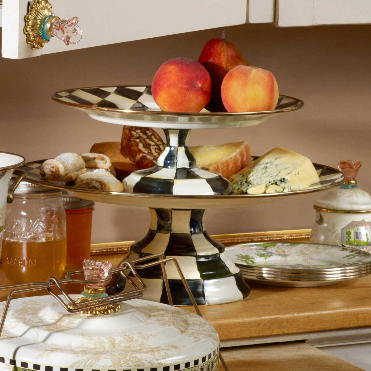 Courtly Check Pedestal Platter - Large by MacKenzie-Childs