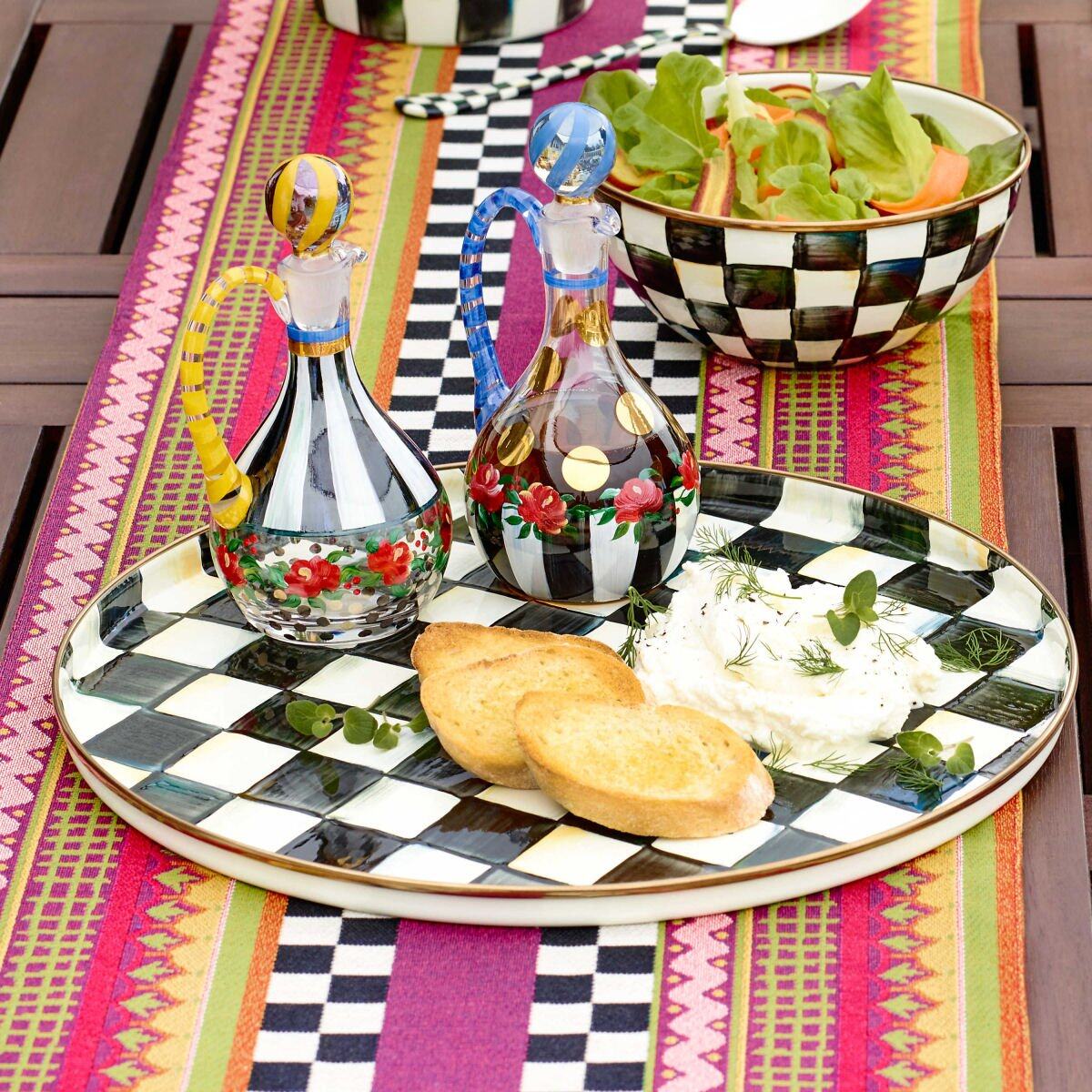 Courtly Check Enamel Round Tray by MacKenzie-Childs
