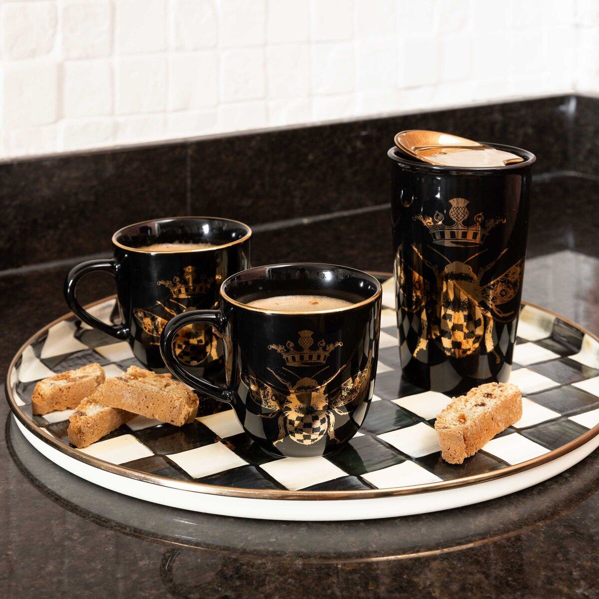 Courtly Check Enamel Round Tray by MacKenzie-Childs