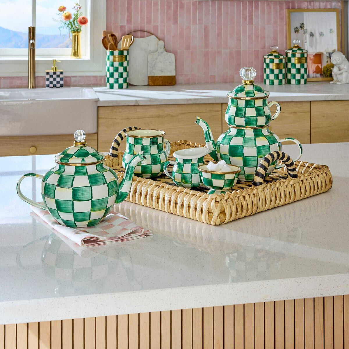 Emerald Check 4 Cup Teapot by MacKenzie-Childs