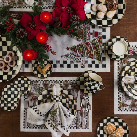 Courtly Check Enamel Napkin Rings - Set of 4 by MacKenzie-Childs