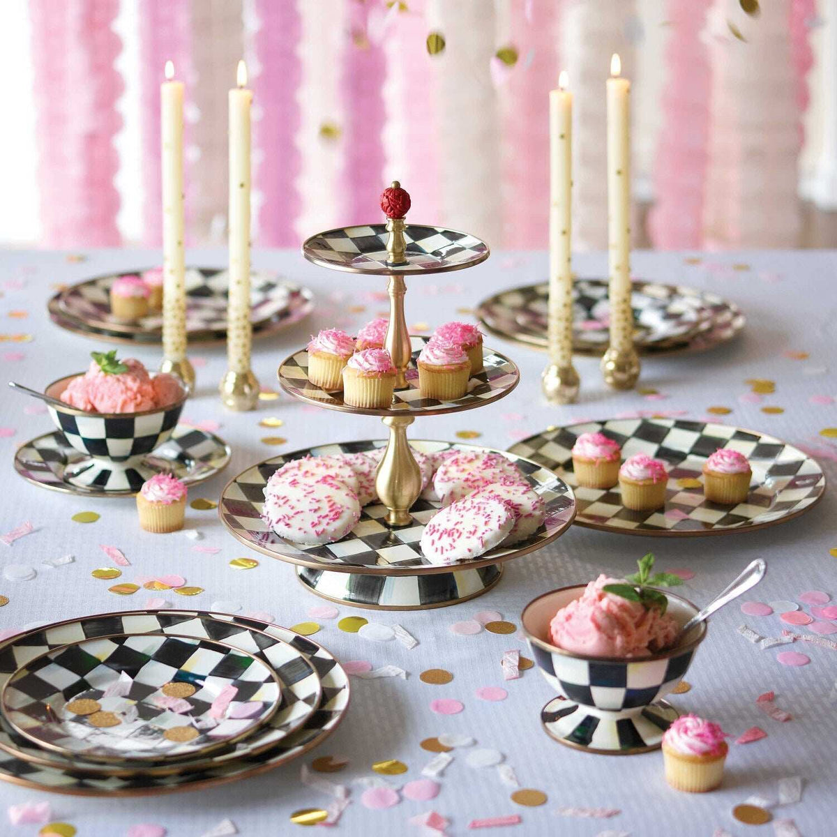 Courtly Check Enamel Three Tier Sweet Stand by MacKenzie-Childs
