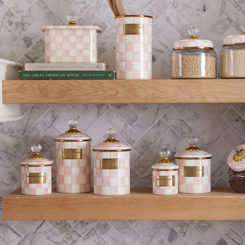 Rosy Check Enamel Canisters by MacKenzie-Childs