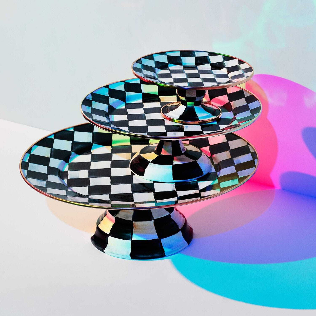 Courtly Check Mini Pedestal Platter by MacKenzie-Childs