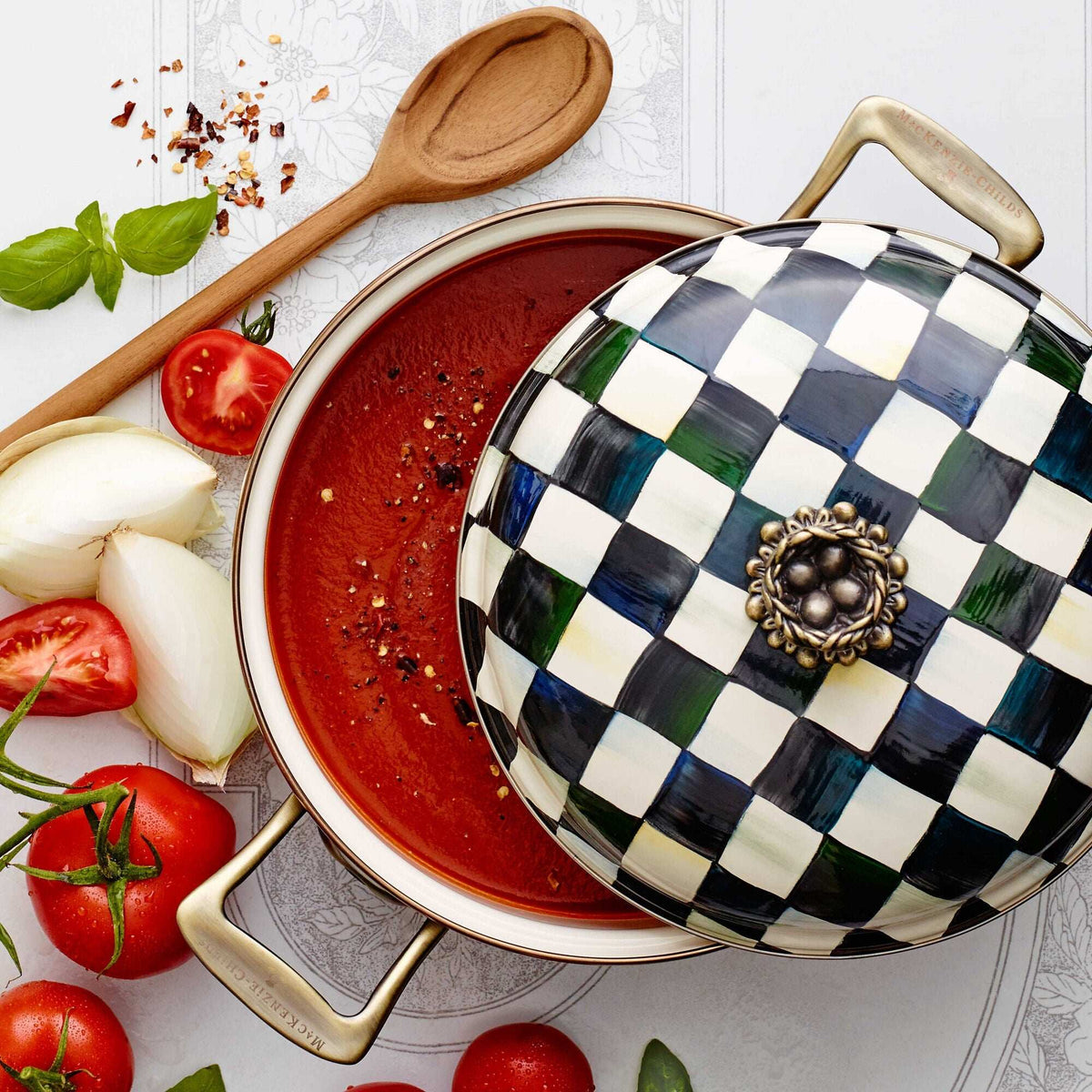 Courtly Check Enamel 3 Qt. Casserole by MacKenzie-Childs