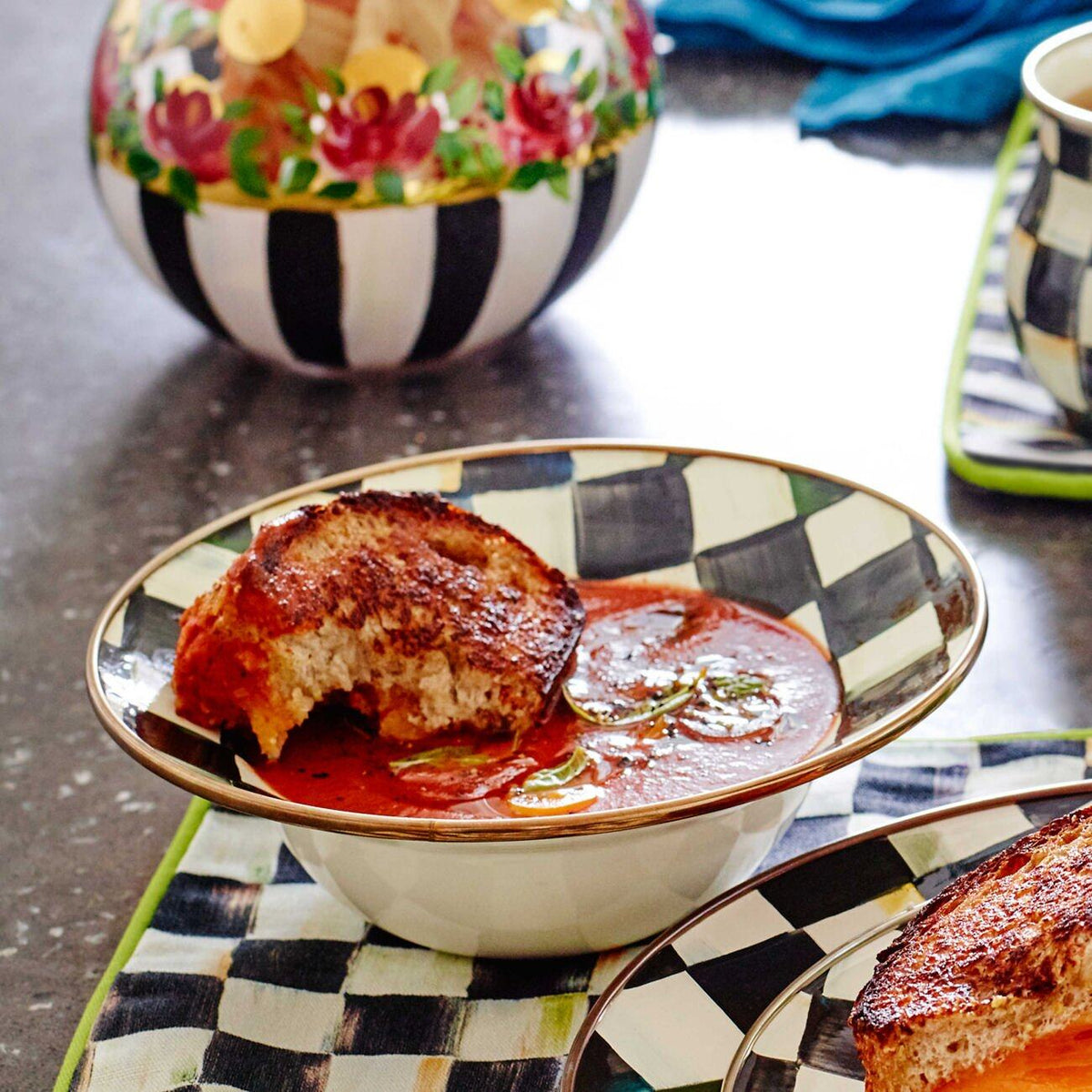 Courtly Check Enamel Breakfast Bowl by MacKenzie-Childs