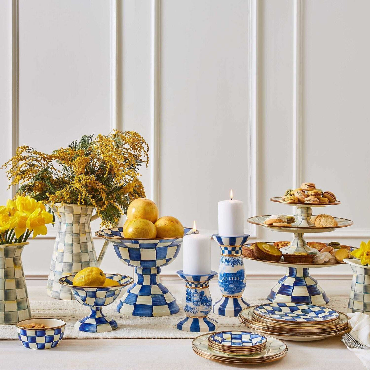 Beautiful Royal Check Large Compote by MacKenzie-Childs