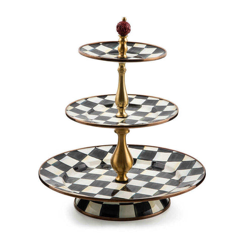 Courtly Check Enamel Three Tier Sweet Stand by MacKenzie-Childs