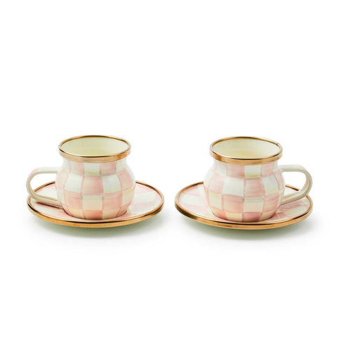 Rosy Check Espresso Cup & Saucer Set by MacKenzie-Childs